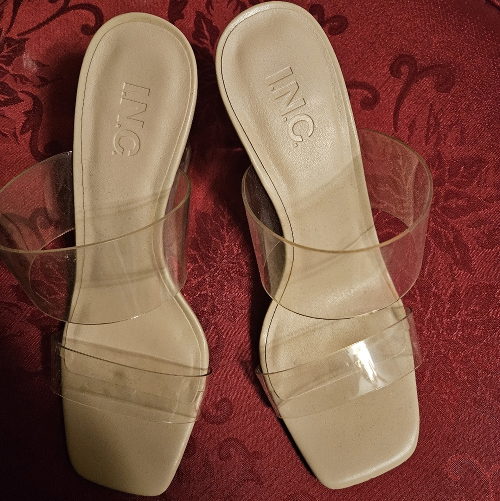 INC International Concepts Women's Clear Strap Mules - Tan